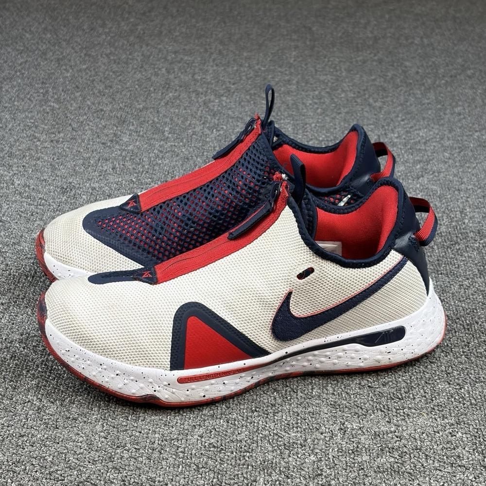Nike PG 4 USA Basketball Shoes CD5079-101 White Obsidian Red Mens Size 11